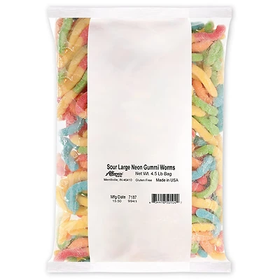 Sour Large Neon Gummi Worms 4.5 lb. Bag