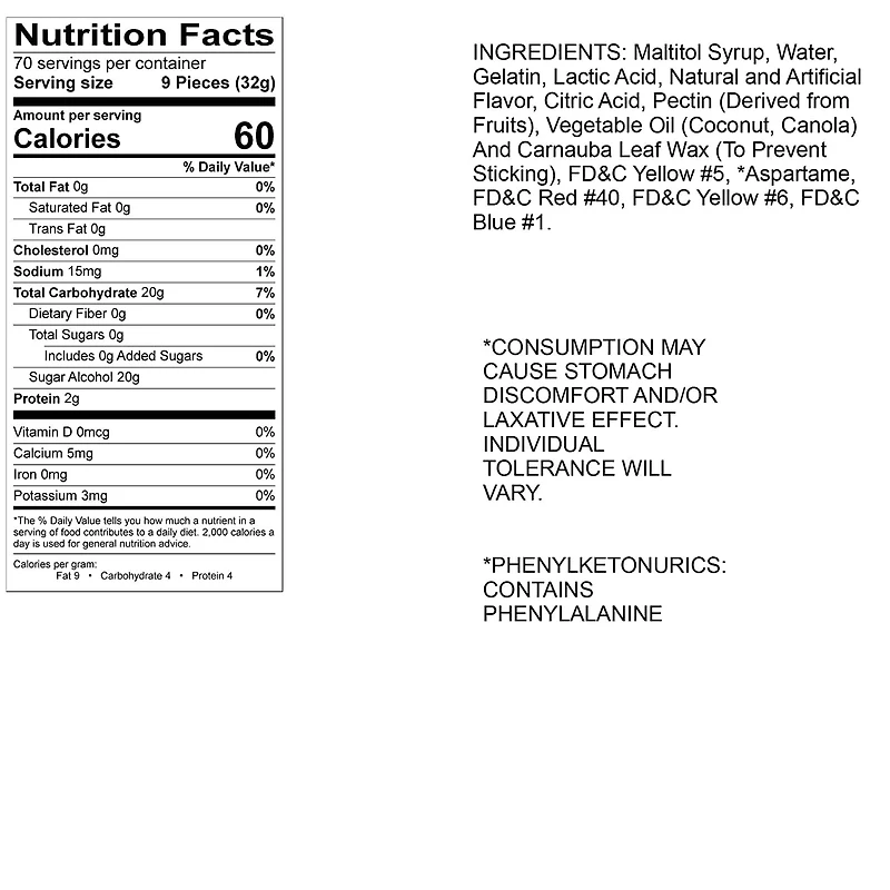 Sugar Free Assorted Fruit Gummi Bears 5 lb. Bag