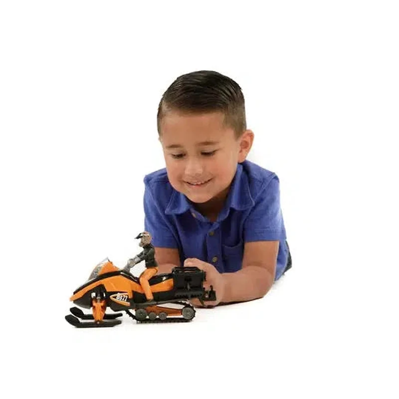 Snowmobile with Driver and Accessories