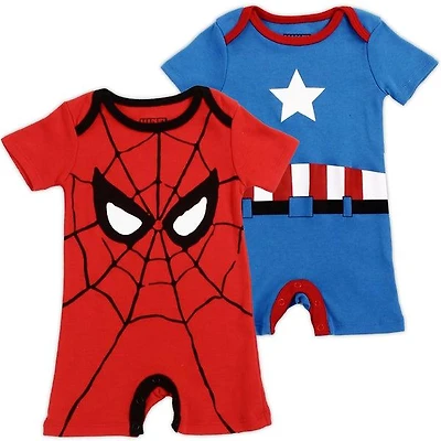 MARVEL Boys Newborn 2-Pack Rompers
