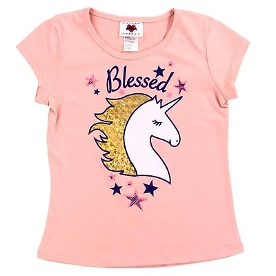 RMLA Girls Blush 4-6X Foil Screen T-Shirt