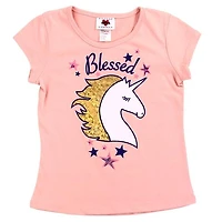 RMLA Girls Blush 7-12 Foil Screen T-Shirt
