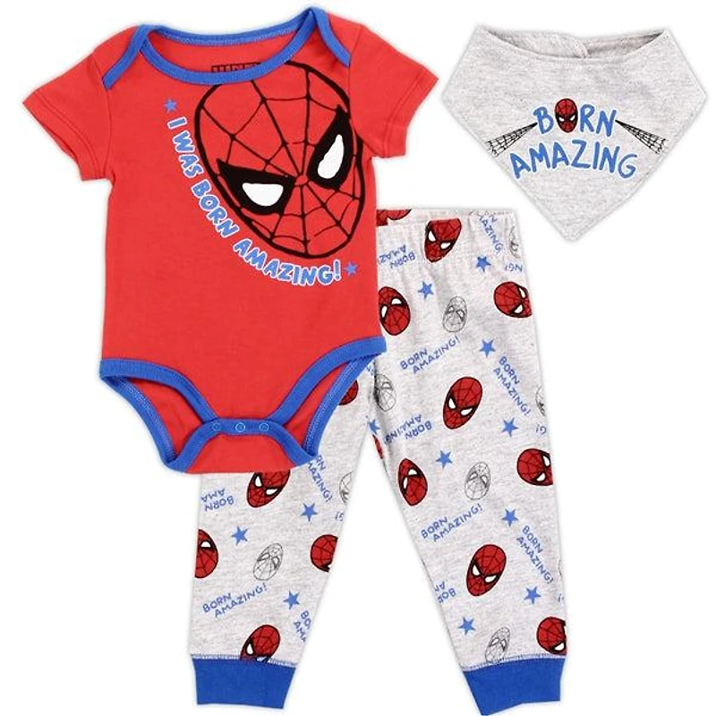 SPIDER-MAN Boys Newborn 3PC Bib Set