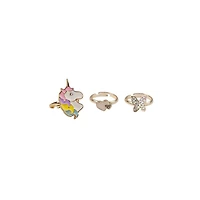 Boutique Butterfly and Unicorn Rings, 3 pcs