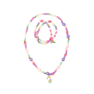 Cheerful Starry Unicorn Necklace & Bracelet Set