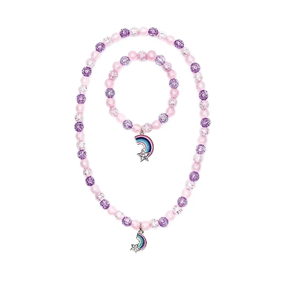 Purple Rainbow Necklace and Bracelet Set