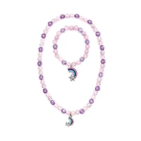 Purple Rainbow Necklace and Bracelet Set