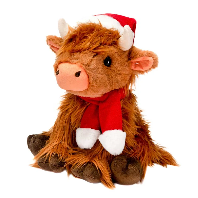 11” Sitting Highland Cow Holiday Plush