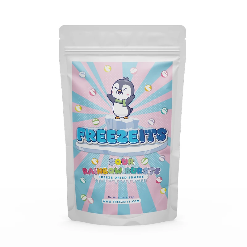 FREEZEITS Freeze Dried Candy - Rainbow Bursts Crunchy Snacks Resealable Packaging 5.1oz.