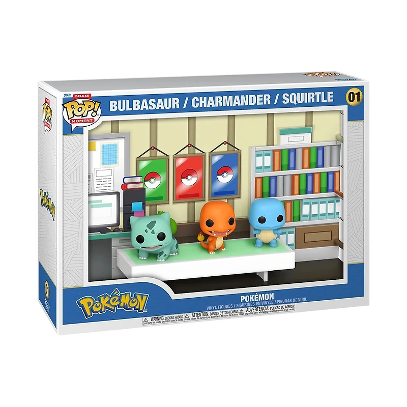 Pokemon - Bulbasaur, Charmander, & Squirtle Deluxe Funko Pop! Moment with Case