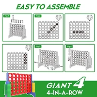 Jumbo Four in a Row 4 To Score Game for Kids & Adults Indoor & Outdoor Game Set with 42 Giant Rings