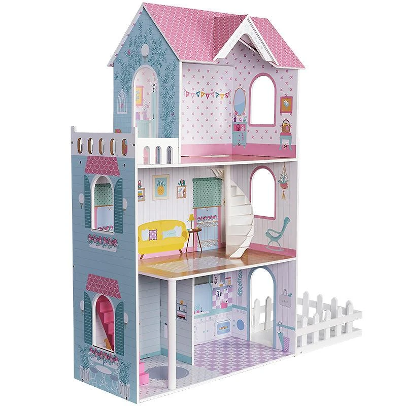Wooden Blue Deluxe Doll House