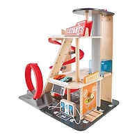 Hape Gearhead Stunt Garage Wooden High Rise Car Parking Lot