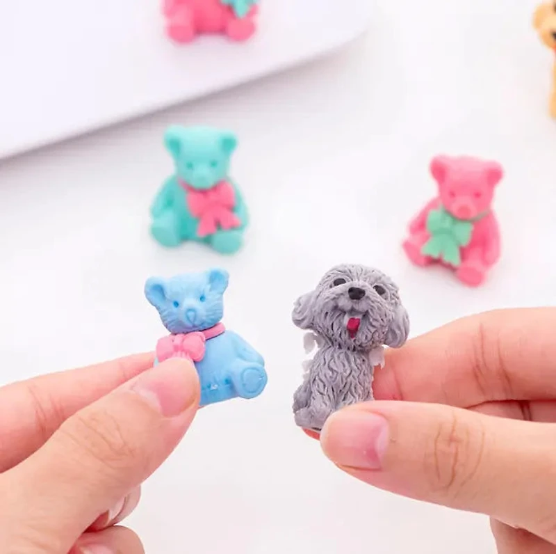 Cute Teddy Bear & Dog Series Mini Erasers Card