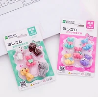 Cute Teddy Bear & Dog Series Mini Erasers Card