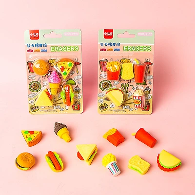 Fast Food Series Mini Erasers Card