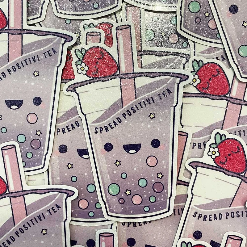 Spread Positivi-Tea 4" Glitter Sticker