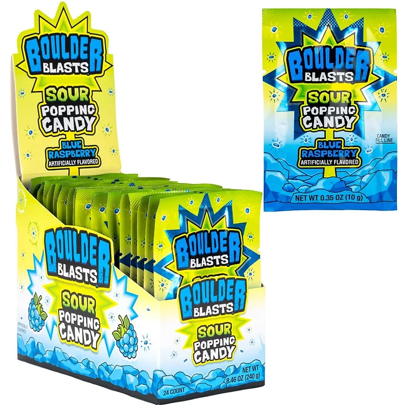 Boulder Blast Sour Blue Raspberry Popping Candy - Single