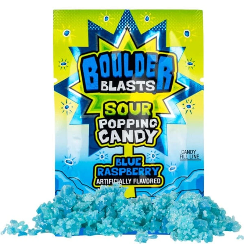 Boulder Blast Sour Blue Raspberry Popping Candy - Single