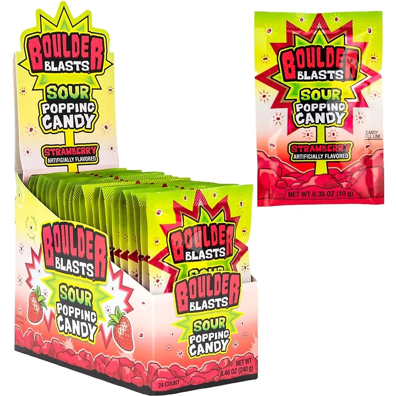Boulder Blast Sour Strawberry Popping Candy - Single