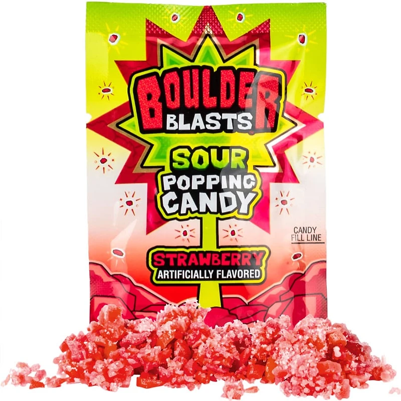Boulder Blast Sour Strawberry Popping Candy - Single
