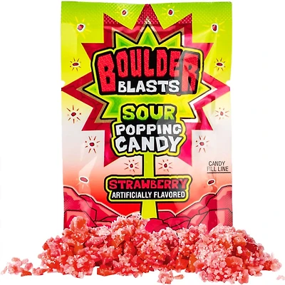 Boulder Blast Sour Strawberry Popping Candy - Single