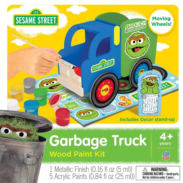 Classic Wood Paint Kit - Sesame Street Garbage Truck