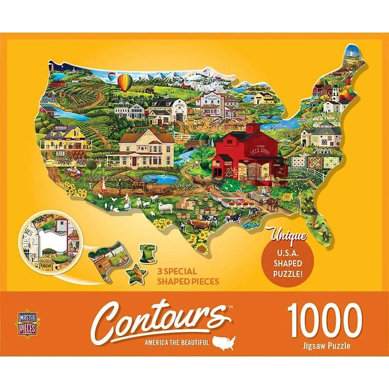 Contours - America the Beautiful - 1000 Piece Shaped Puzzle