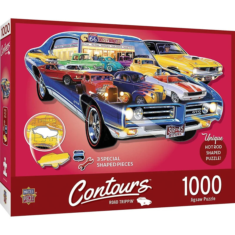 Contours - Road Trippin' - 1000 Piece Shaped  Puzzle