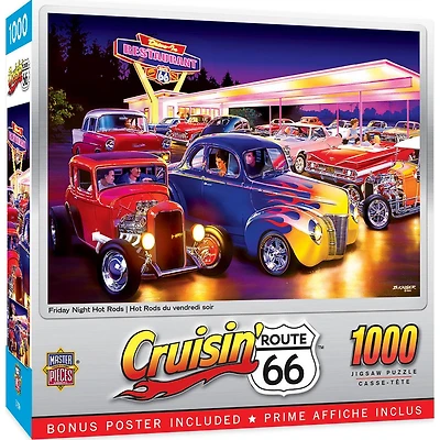 Cruisin‘ Route 66 - Friday Night Hot Rod's - 1000 Piece Puzzle