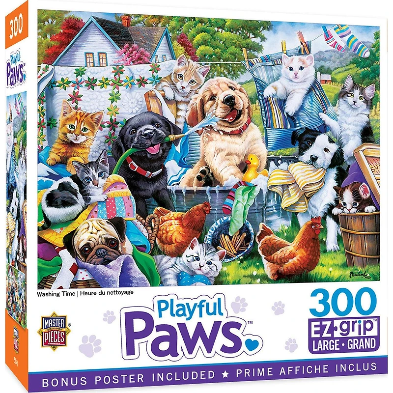 Playful Paws - Washing Time - 300 Piece EzGrip Puzzle