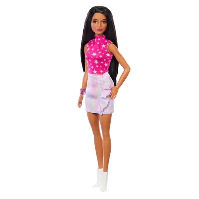 Barbie Fashionista Doll #215 - Black Hair & Iridescent Skirt