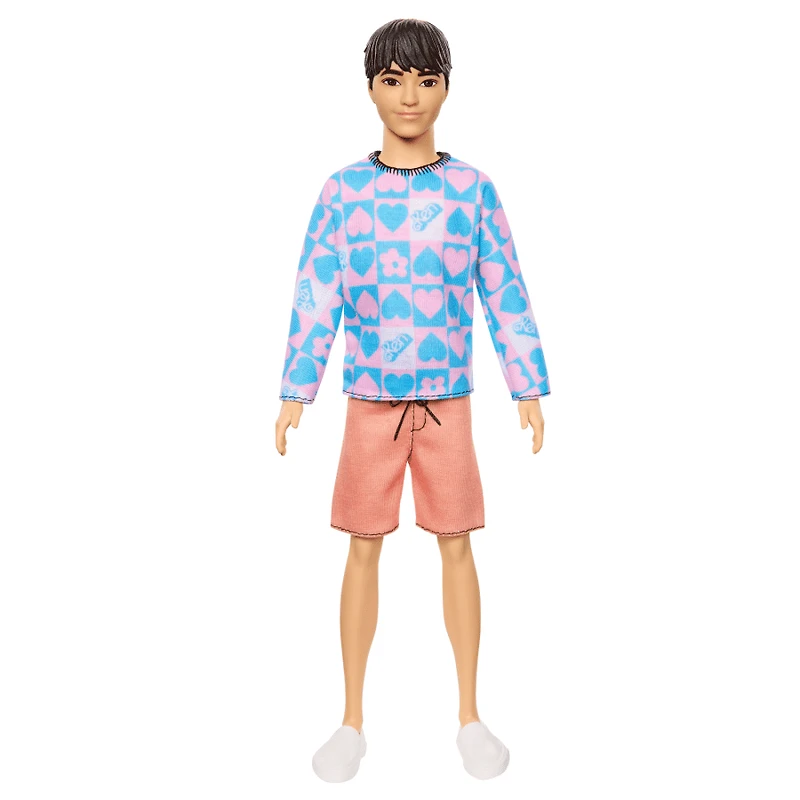 Barbie Ken Fashionistas Doll #219 - Heart Sweater/Peach Trunks