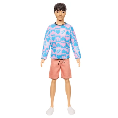 Barbie Ken Fashionistas Doll #219 - Heart Sweater/Peach Trunks