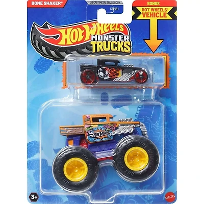 HOT WHEELS Monster Truck plus Car - Bone Shaker