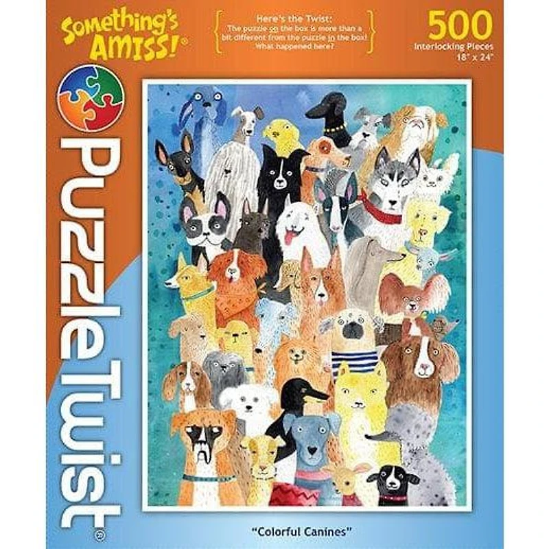 Puzzle Twist - Colorful Canines - 500 Piece Puzzle