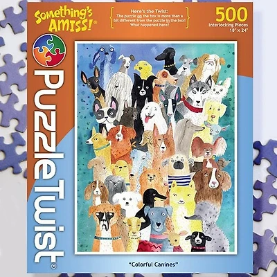 Puzzle Twist - Colorful Canines - 500 Piece Puzzle