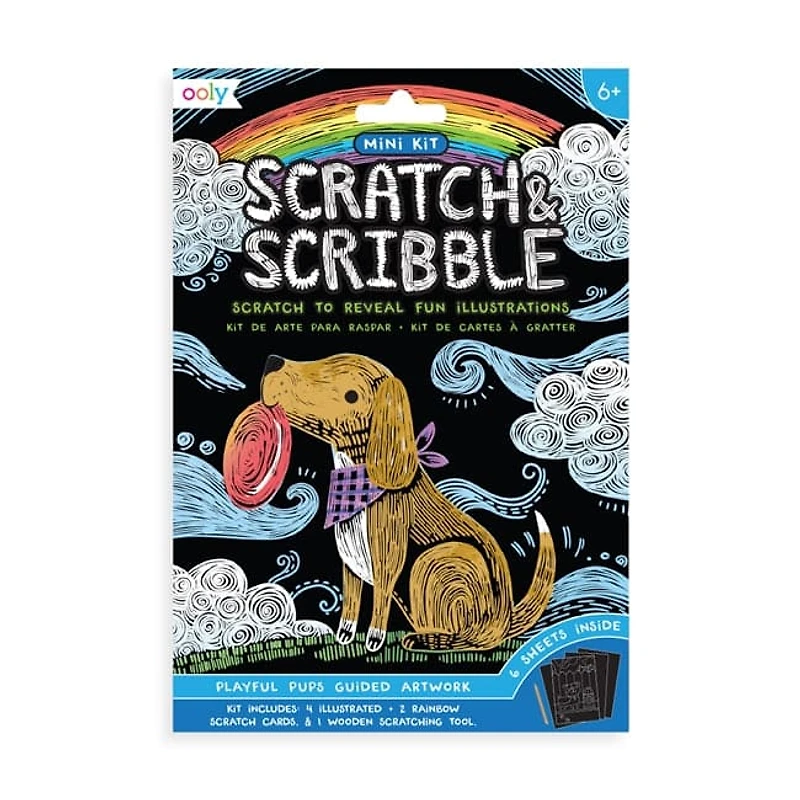 Mini Kit Scratch and Scribble Scratch Art Kit - Playful Pups