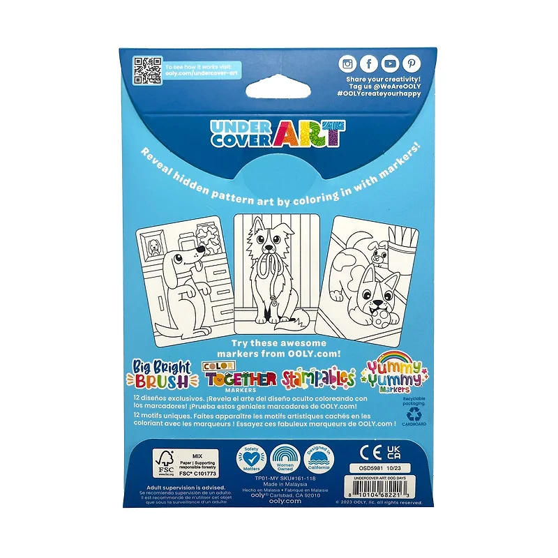 Undercover Art Hidden Pattern Coloring Activity Art Cards - Dog Days