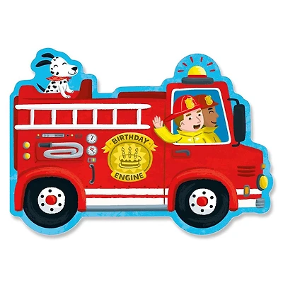 Fire Truck Die Cut Birthday Card