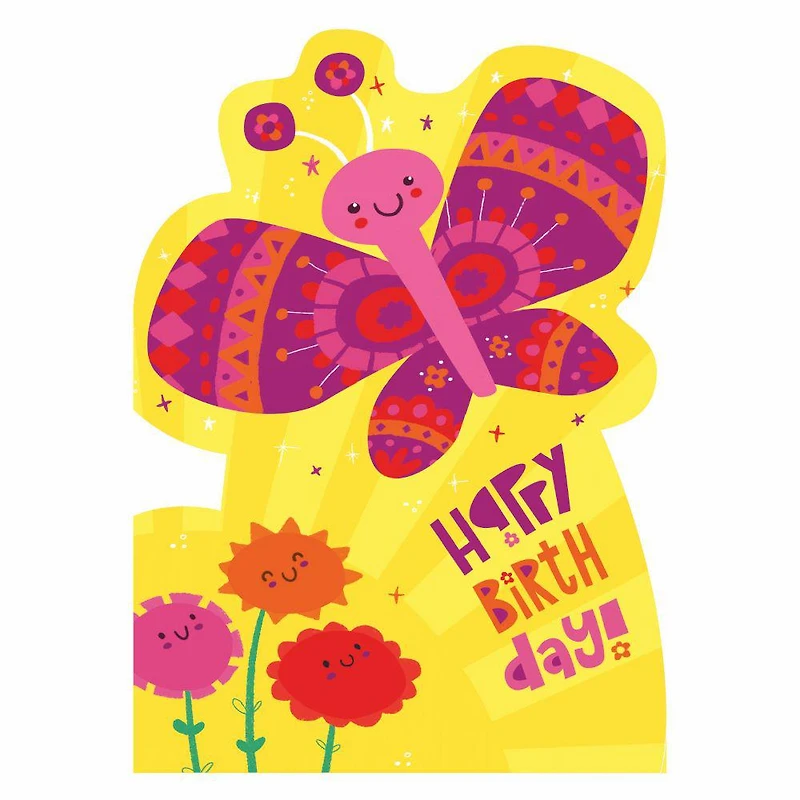Flocked Birthday Cards Butterfly