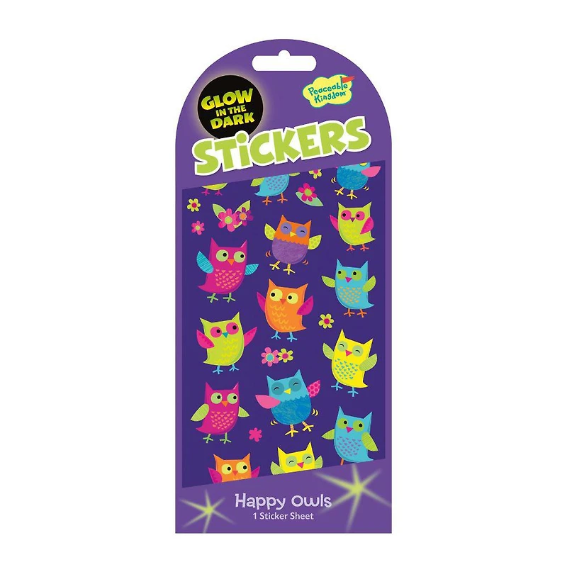Glow in the Dark Sticker Packs - Happy Owls
