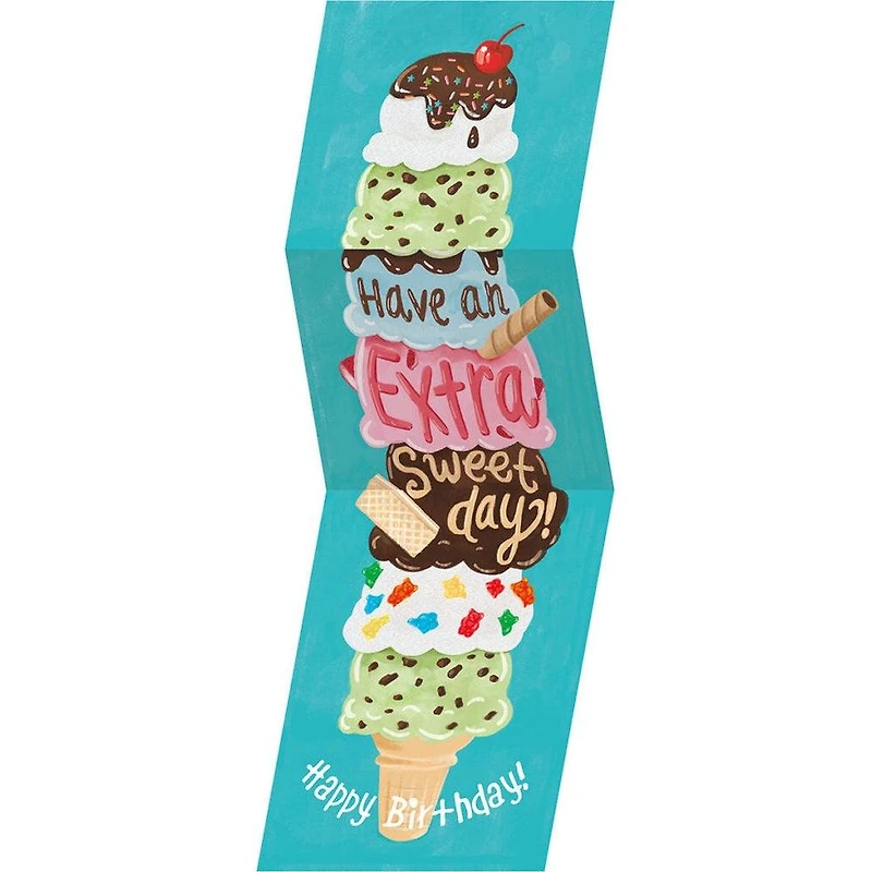 Ice Cream Glitter Tall Tri-Fold Card
