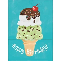 Ice Cream Glitter Tall Tri-Fold Card