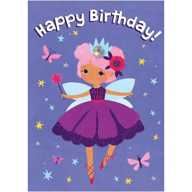 Jewel Birthday Card Fairy with Jewel Crown