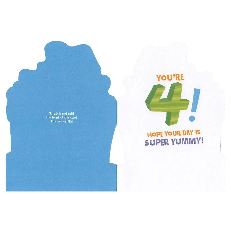 Scratch & Sniff Birthday Card - Age 4 Vanilla Cake
