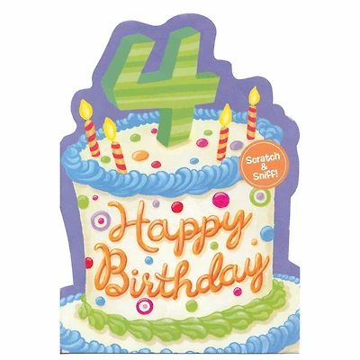 Scratch & Sniff Birthday Card - Age 4 Vanilla Cake