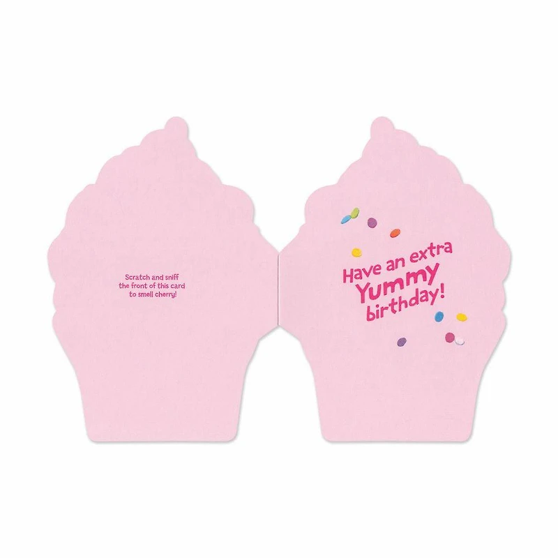 Scratch & Sniff Birthday Card - Cherry Cupcake