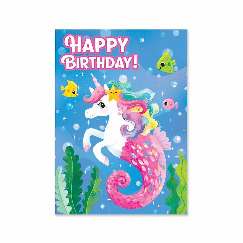 Sea Horse/Unicorn Glitter Birthday Card