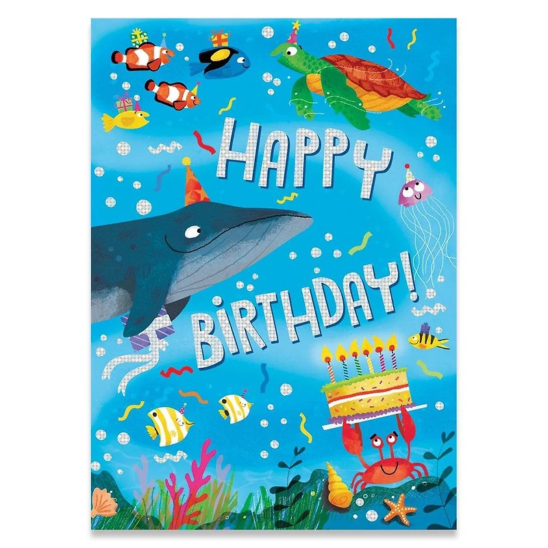 Sea Life Foil Birthday Card